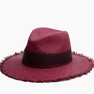 Brand new Rag & Bone FRAYED EDGE PANAMA HAT. Berry. Size: M/L